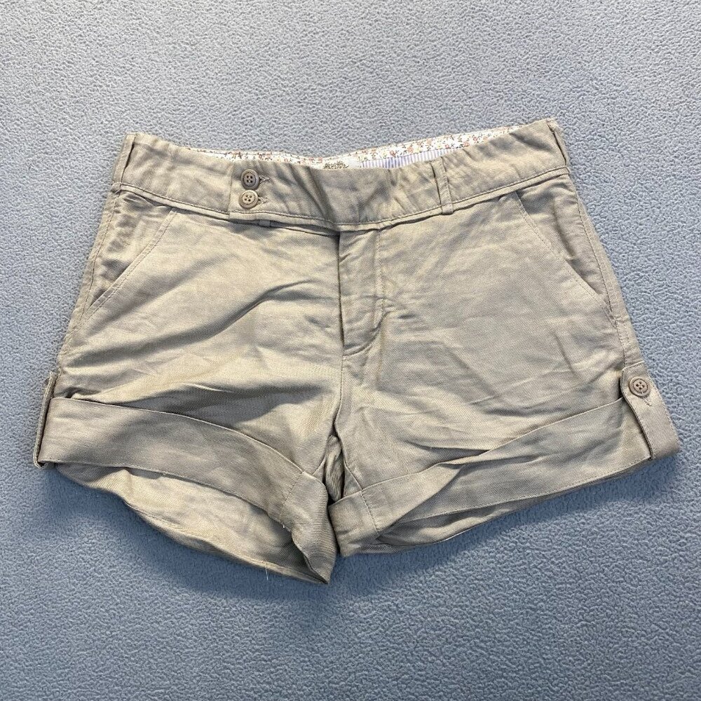 ESLEY Womens Size Large Beige,Linen Chino Shorts,Pockets,Beach,Casual,Pockets